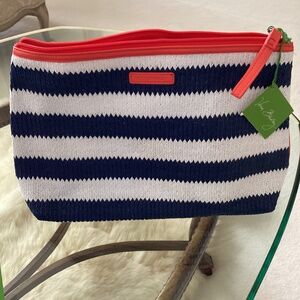 NWT Vera Bradley Navy Striped Oversized Cosmetic Bag